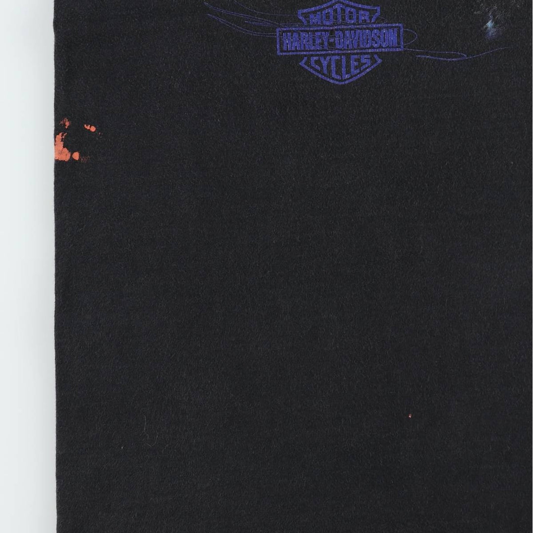 2000'S Harley-Davidson Eagle Pattern/Wolf Pattern Motorcycle T-Shirt, Made in USA, Men's Size M (approx.) cotton black type Vintage Second Hand