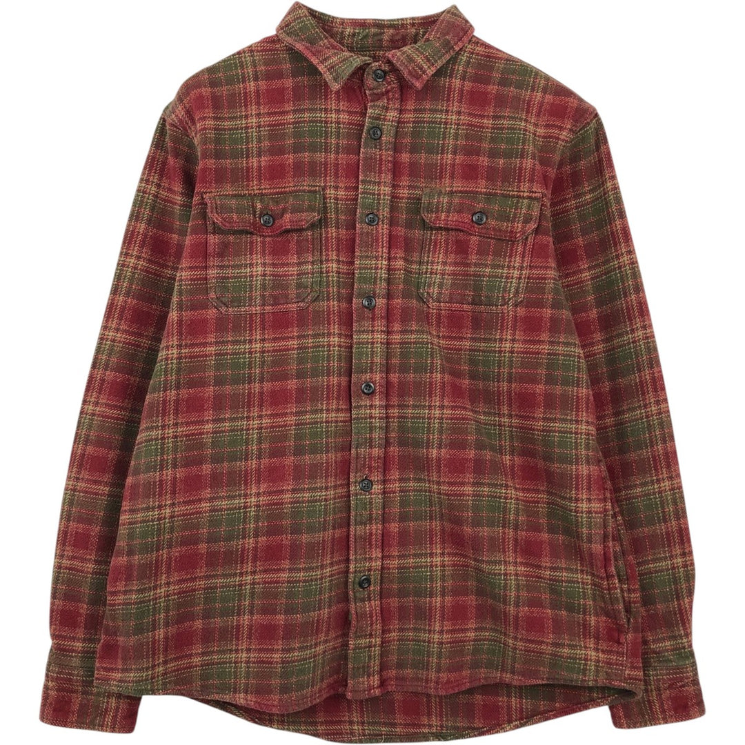 ORVIS Long Sleeve Flannel Check Shirt, Men's Size L cotton red type reddish brown Vintage Second Hand