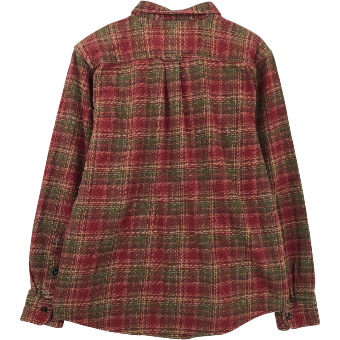 ORVIS Long Sleeve Flannel Check Shirt, Men's Size L cotton red type reddish brown Vintage Second Hand