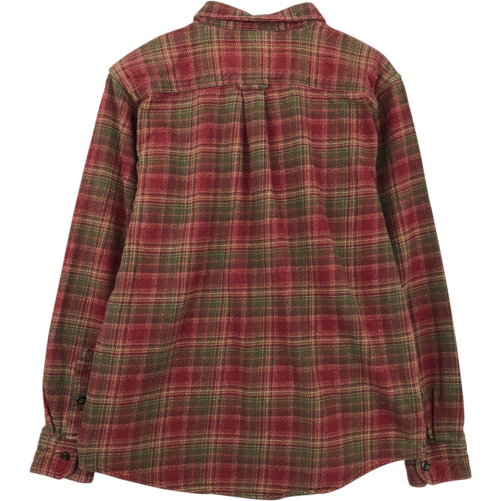 ORVIS Long Sleeve Flannel Check Shirt, Men's Size L cotton red type reddish brown Vintage Second Hand