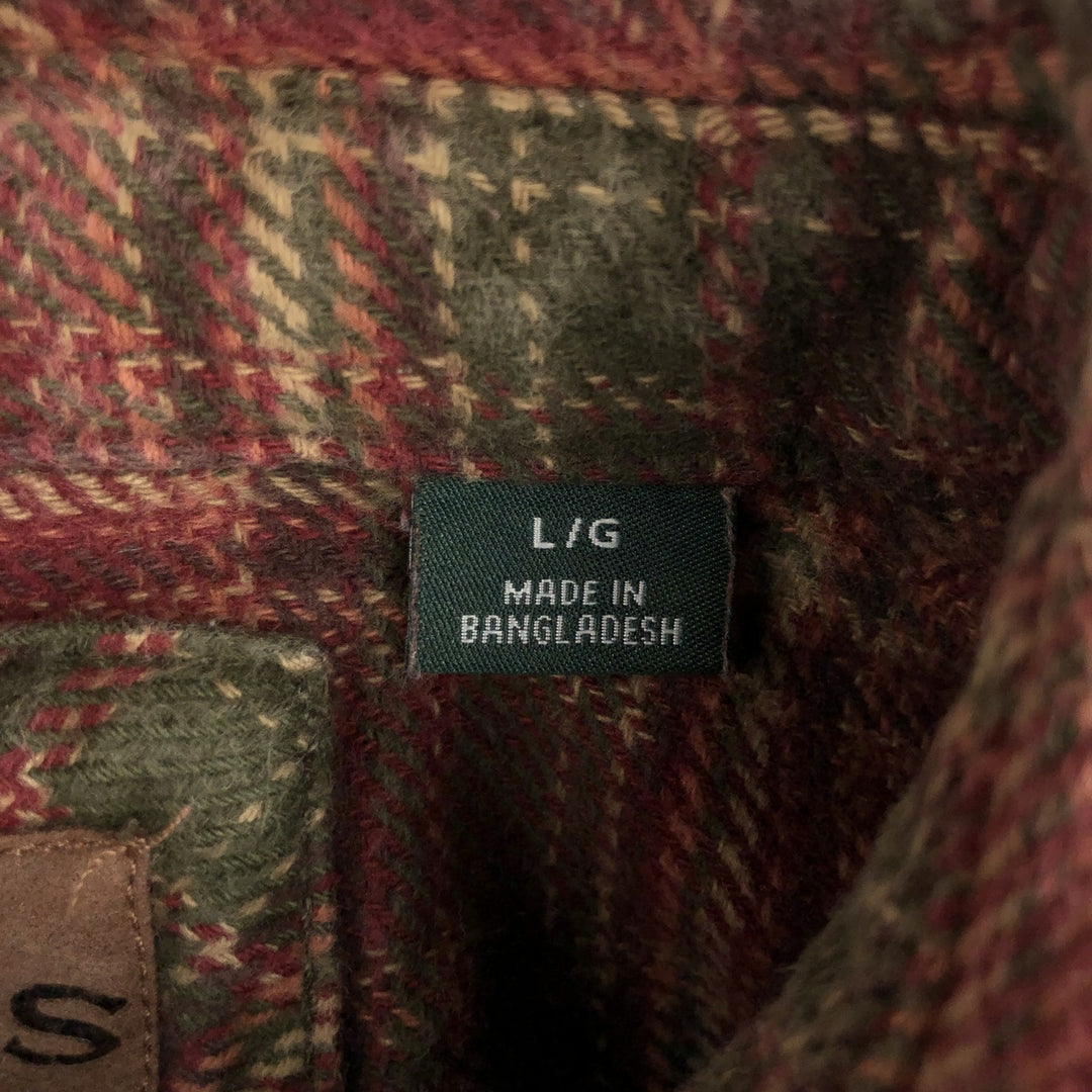 ORVIS Long Sleeve Flannel Check Shirt, Men's Size L cotton red type reddish brown Vintage Second Hand