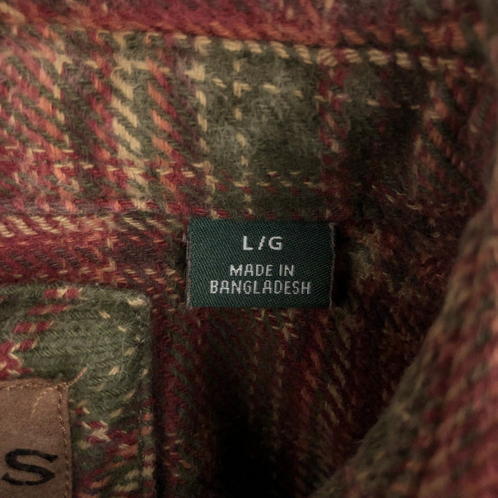 ORVIS Long Sleeve Flannel Check Shirt, Men's Size L cotton red type reddish brown Vintage Second Hand