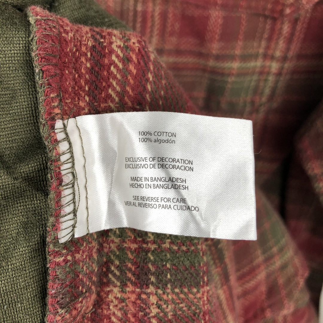 ORVIS Long Sleeve Flannel Check Shirt, Men's Size L cotton red type reddish brown Vintage Second Hand