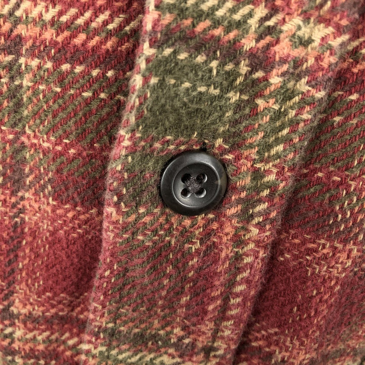 ORVIS Long Sleeve Flannel Check Shirt, Men's Size L cotton red type reddish brown Vintage Second Hand