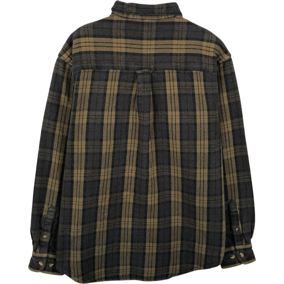 90'S GUIDE SERIES Long-Sleeve Flannel Check Shirt, Men's Size M (Equivalent), Vintage cotton Khaki type beige Vintage Second Hand