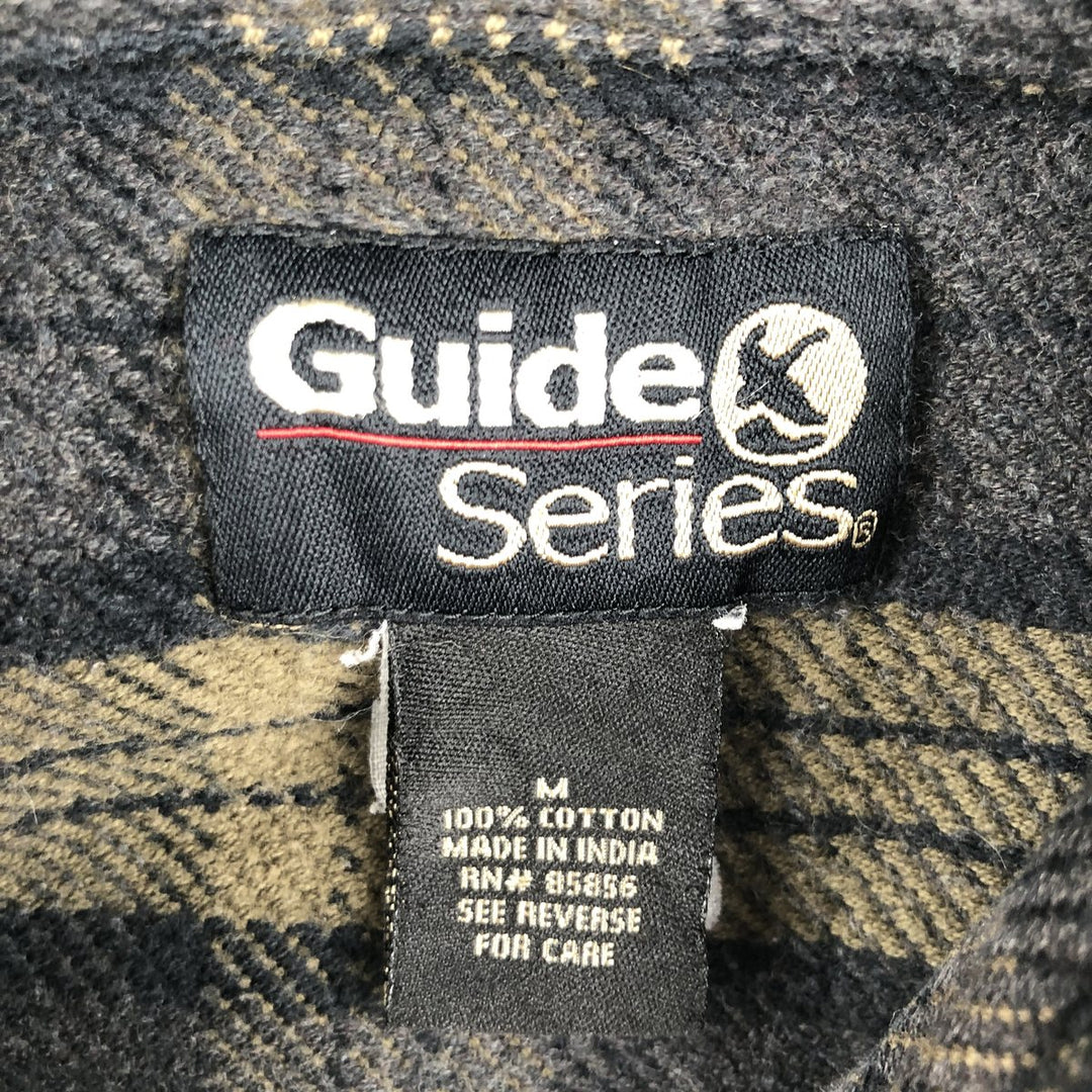 90'S GUIDE SERIES Long-Sleeve Flannel Check Shirt, Men's Size M (Equivalent), Vintage cotton Khaki type beige Vintage Second Hand
