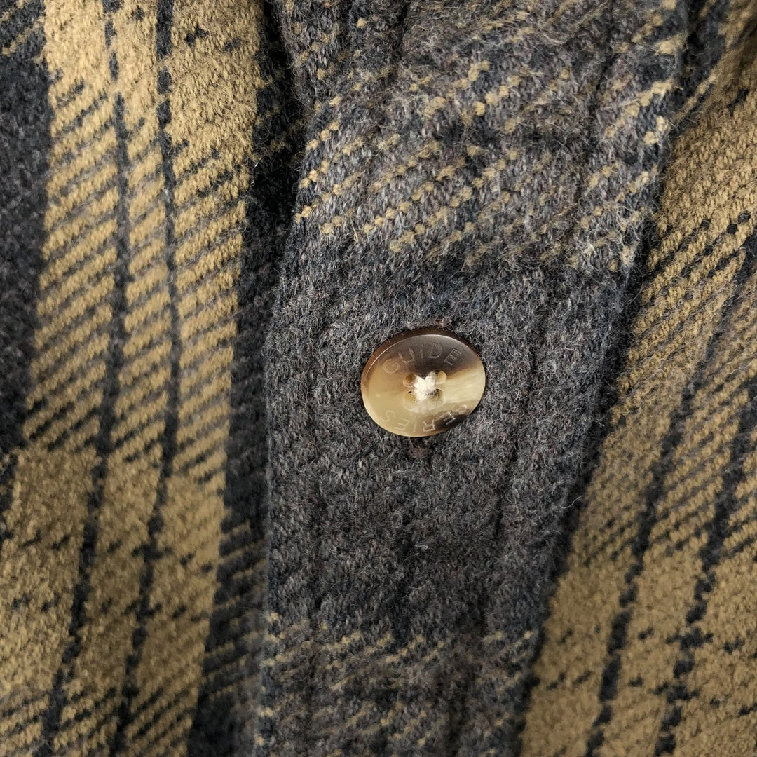 90'S GUIDE SERIES Long-Sleeve Flannel Check Shirt, Men's Size M (Equivalent), Vintage cotton Khaki type beige Vintage Second Hand