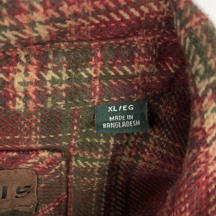 ORVIS Long Sleeve Flannel Check Shirt, Men's XL Size cotton Khaki type Vintage Second Hand