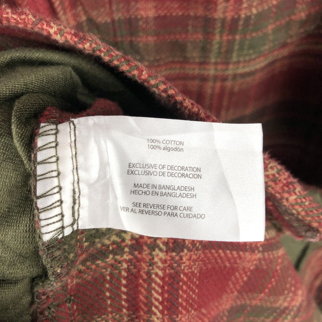 ORVIS Long Sleeve Flannel Check Shirt, Men's XL Size cotton Khaki type Vintage Second Hand