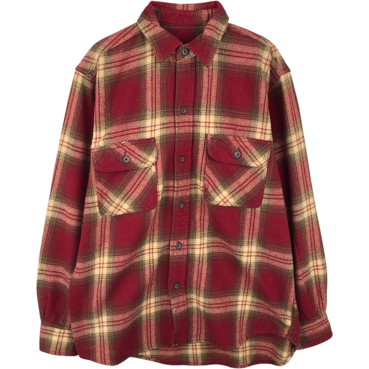 MOOSE CREEK Ombre Check Long Sleeve Flannel Check Shirt, Men's M Size cotton red type reddish brown Vintage Second Hand