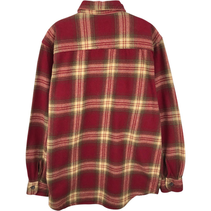 MOOSE CREEK Ombre Check Long Sleeve Flannel Check Shirt, Men's M Size cotton red type reddish brown Vintage Second Hand