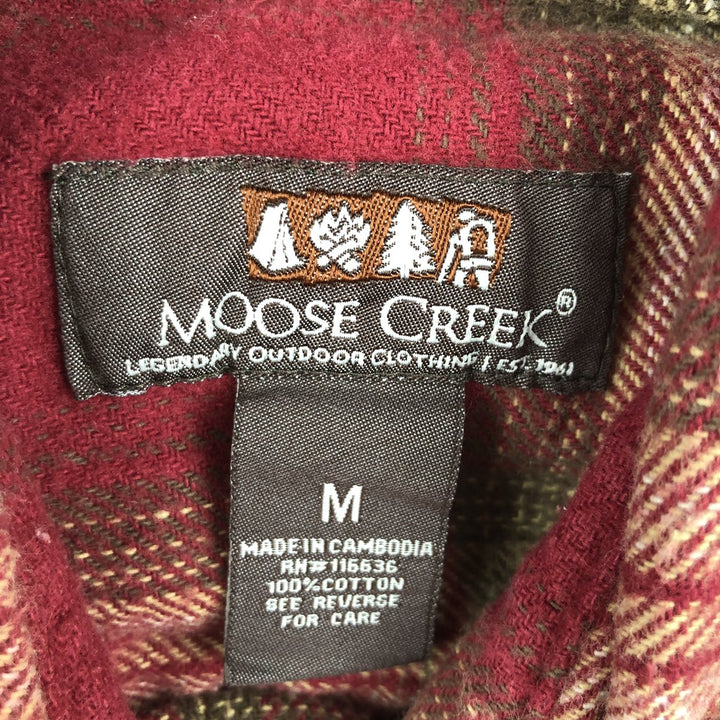 MOOSE CREEK Ombre Check Long Sleeve Flannel Check Shirt, Men's M Size cotton red type reddish brown Vintage Second Hand