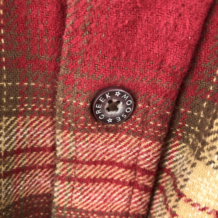 MOOSE CREEK Ombre Check Long Sleeve Flannel Check Shirt, Men's M Size cotton red type reddish brown Vintage Second Hand