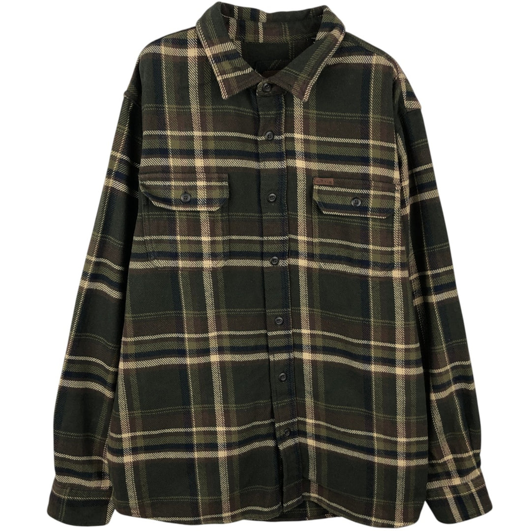 ORVIS Long Sleeve Heavy Flannel Check Shirt, Men's XL cotton green type Vintage Second Hand