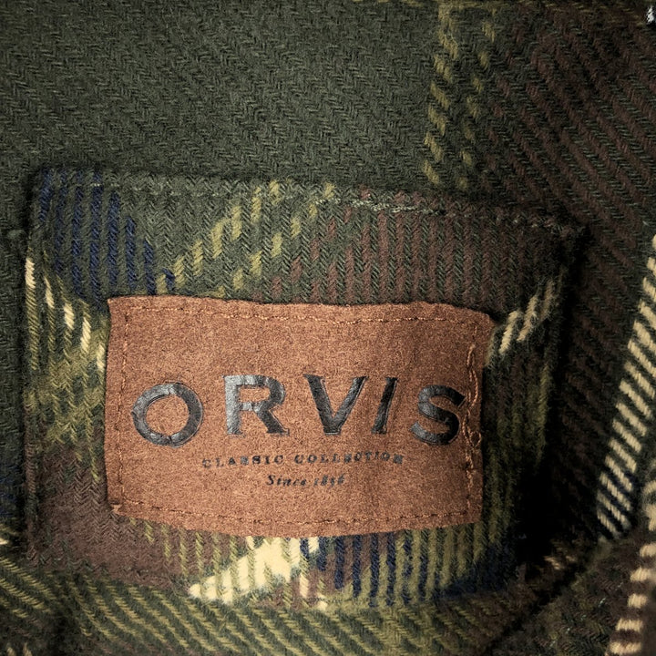 ORVIS Long Sleeve Heavy Flannel Check Shirt, Men's XL cotton green type Vintage Second Hand