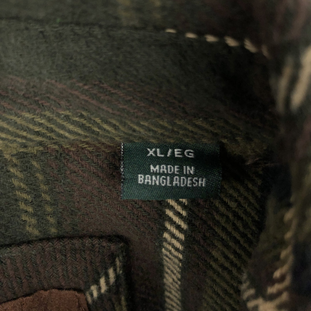 ORVIS Long Sleeve Heavy Flannel Check Shirt, Men's XL cotton green type Vintage Second Hand
