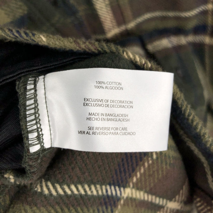 ORVIS Long Sleeve Heavy Flannel Check Shirt, Men's XL cotton green type Vintage Second Hand