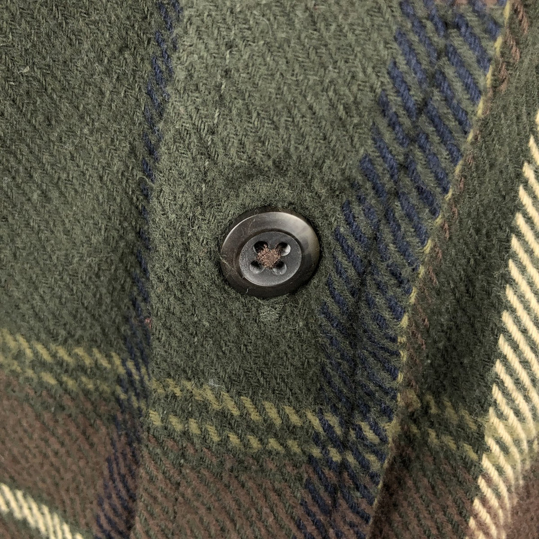 ORVIS Long Sleeve Heavy Flannel Check Shirt, Men's XL cotton green type Vintage Second Hand