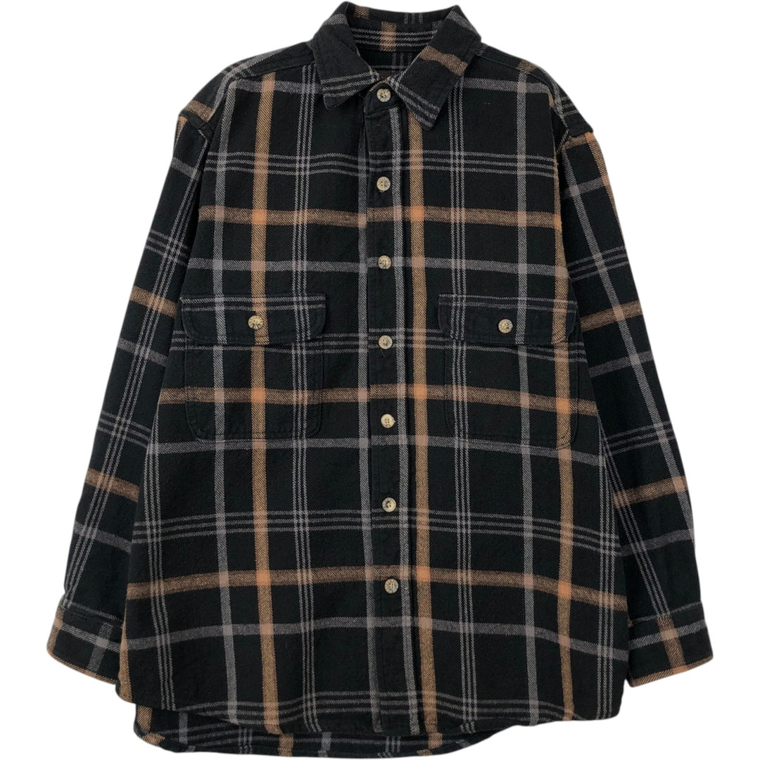 MOOSE CREEK Long-Sleeve Heavy Flannel Check Shirt, Men's Size M (Equivalent) cotton black type Vintage Second Hand