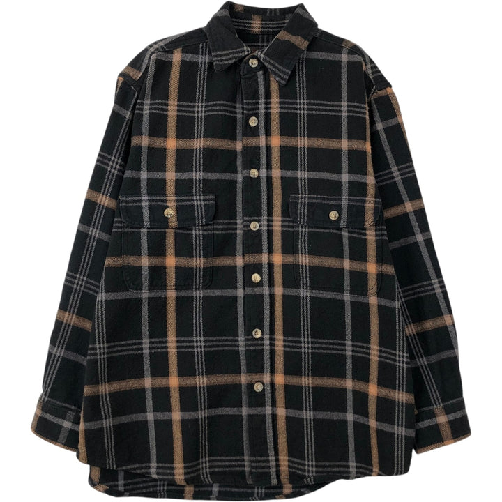 MOOSE CREEK Long-Sleeve Heavy Flannel Check Shirt, Men's Size M (Equivalent) cotton black type Vintage Second Hand