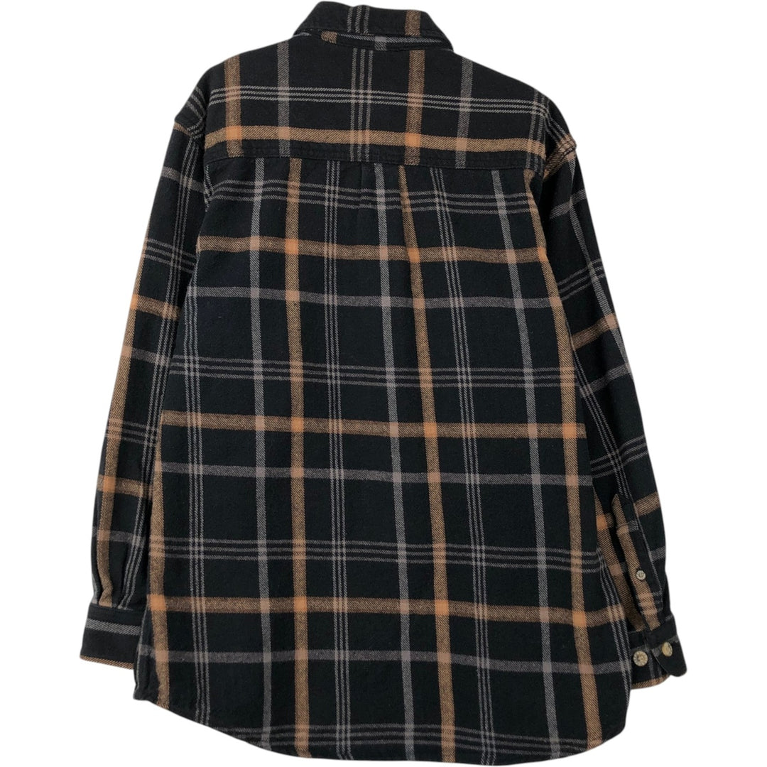 MOOSE CREEK Long-Sleeve Heavy Flannel Check Shirt, Men's Size M (Equivalent) cotton black type Vintage Second Hand