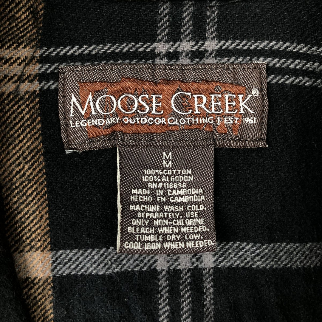 MOOSE CREEK Long-Sleeve Heavy Flannel Check Shirt, Men's Size M (Equivalent) cotton black type Vintage Second Hand