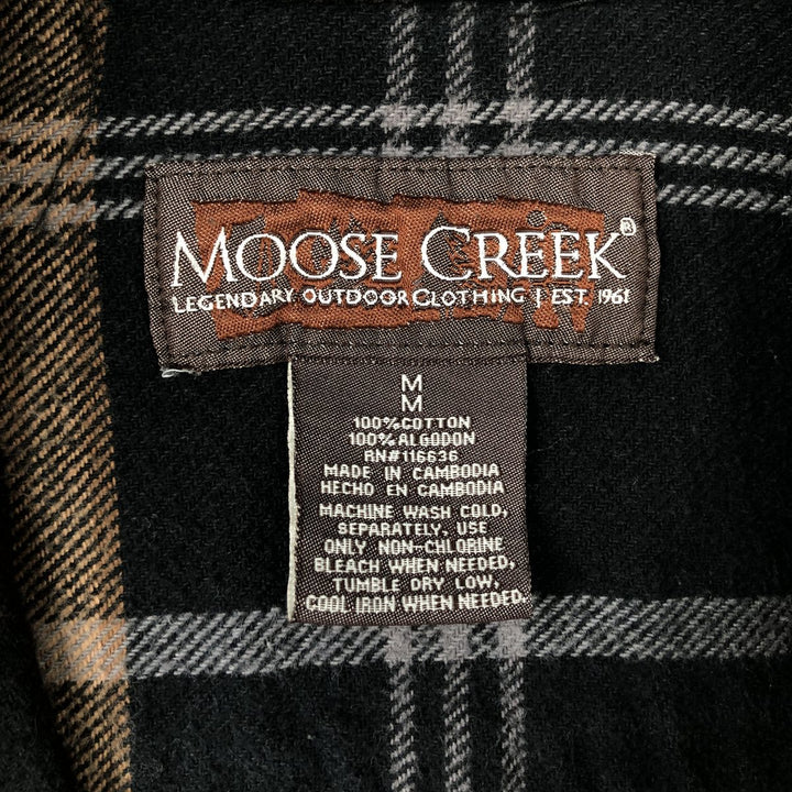 MOOSE CREEK Long-Sleeve Heavy Flannel Check Shirt, Men's Size M (Equivalent) cotton black type Vintage Second Hand