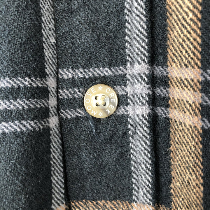 MOOSE CREEK Long-Sleeve Heavy Flannel Check Shirt, Men's Size M (Equivalent) cotton black type Vintage Second Hand