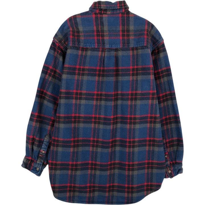 FIELD&STREAM Long-Sleeve Heavy Flannel Check Shirt, Men's Size L (approx.) cotton blue type Vintage Second Hand