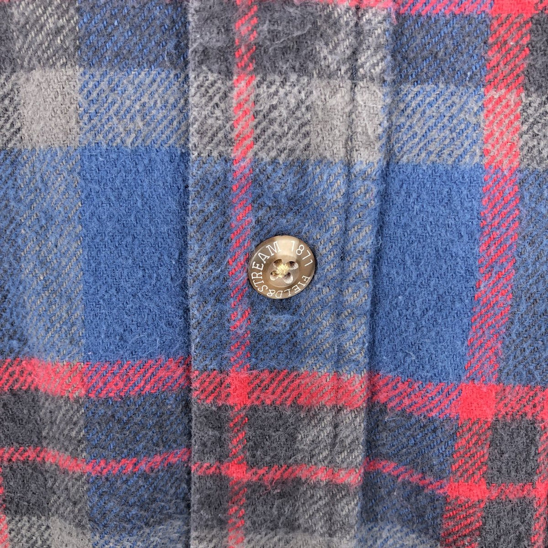 FIELD&STREAM Long-Sleeve Heavy Flannel Check Shirt, Men's Size L (approx.) cotton blue type Vintage Second Hand