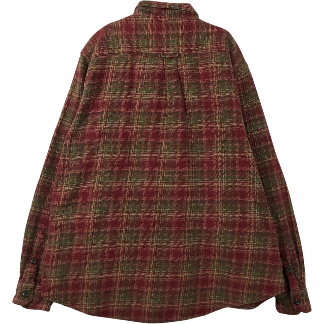 ORVIS Long-Sleeve Heavy Flannel Check Shirt, Men's XXL Equivalent, Long Sleeve cotton red type Vintage Second Hand