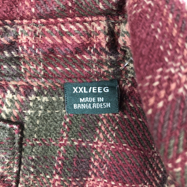 ORVIS Long-Sleeve Heavy Flannel Check Shirt, Men's XXL Equivalent, Long Sleeve cotton red type Vintage Second Hand