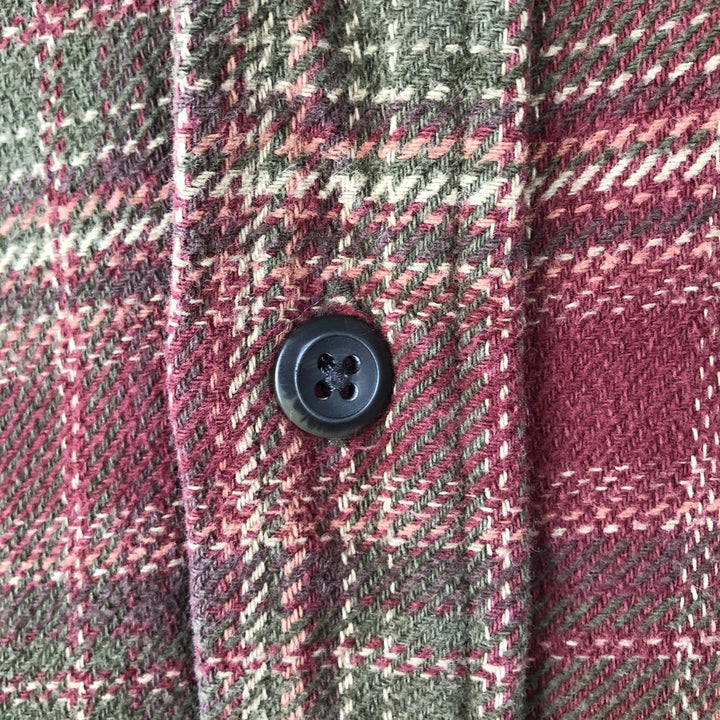 ORVIS Long-Sleeve Heavy Flannel Check Shirt, Men's XXL Equivalent, Long Sleeve cotton red type Vintage Second Hand