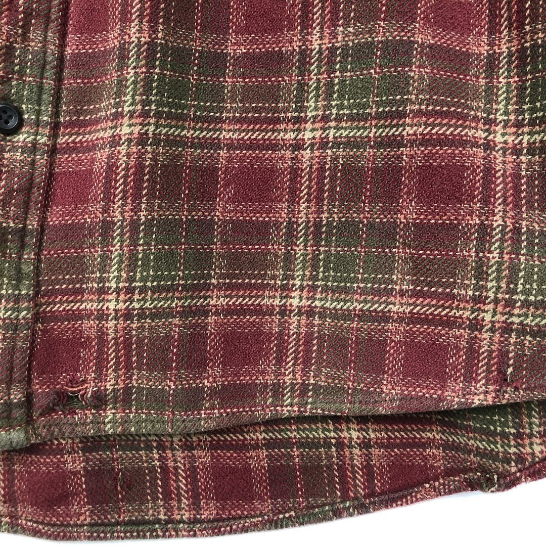 ORVIS Long-Sleeve Heavy Flannel Check Shirt, Men's XXL Equivalent, Long Sleeve cotton red type Vintage Second Hand