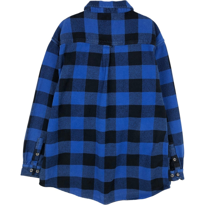 Field & Stream Buffalo Check Long Sleeve Heavy Flannel Check Shirt, Men's Size XL cotton blue type Vintage Second Hand