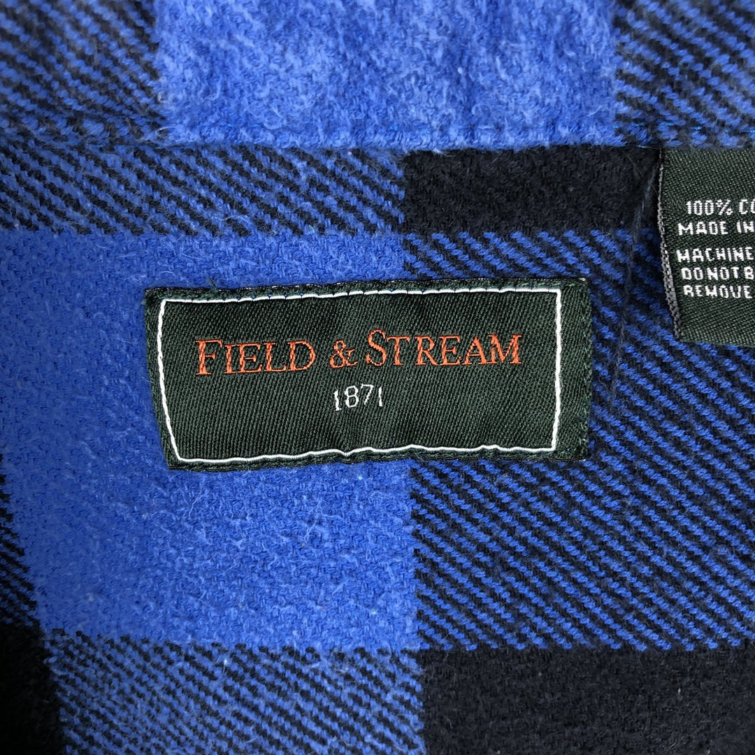 Field & Stream Buffalo Check Long Sleeve Heavy Flannel Check Shirt, Men's Size XL cotton blue type Vintage Second Hand