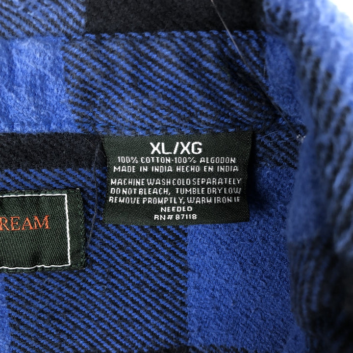 Field & Stream Buffalo Check Long Sleeve Heavy Flannel Check Shirt, Men's Size XL cotton blue type Vintage Second Hand
