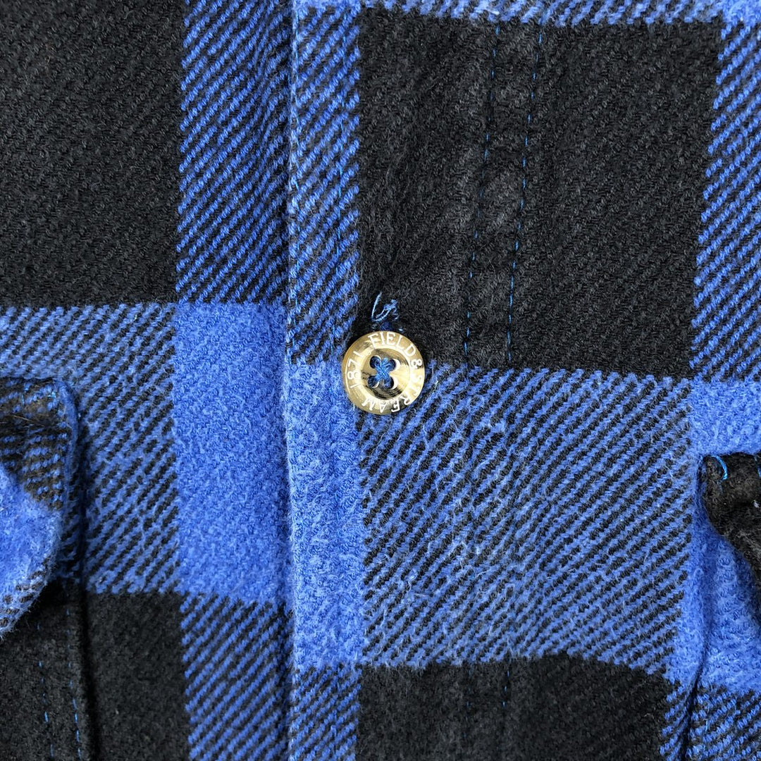 Field & Stream Buffalo Check Long Sleeve Heavy Flannel Check Shirt, Men's Size XL cotton blue type Vintage Second Hand