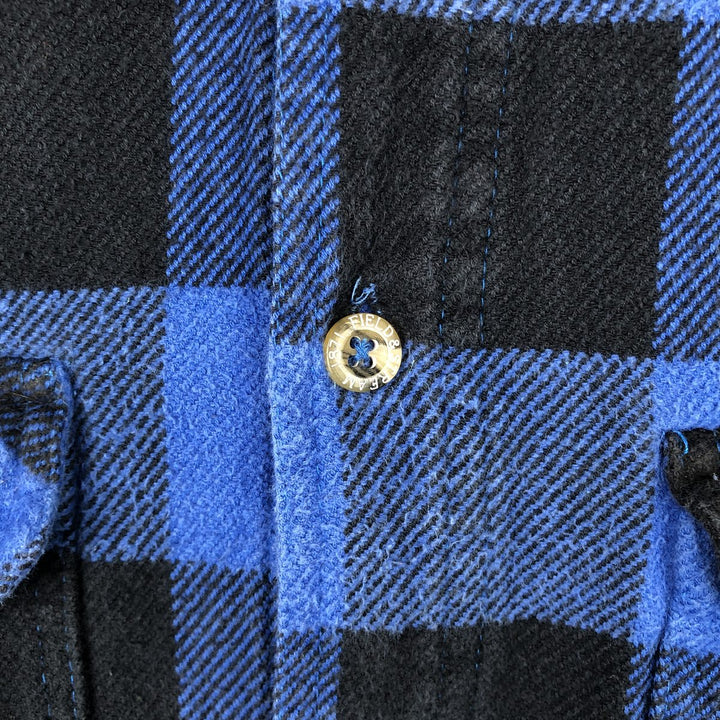 Field & Stream Buffalo Check Long Sleeve Heavy Flannel Check Shirt, Men's Size XL cotton blue type Vintage Second Hand