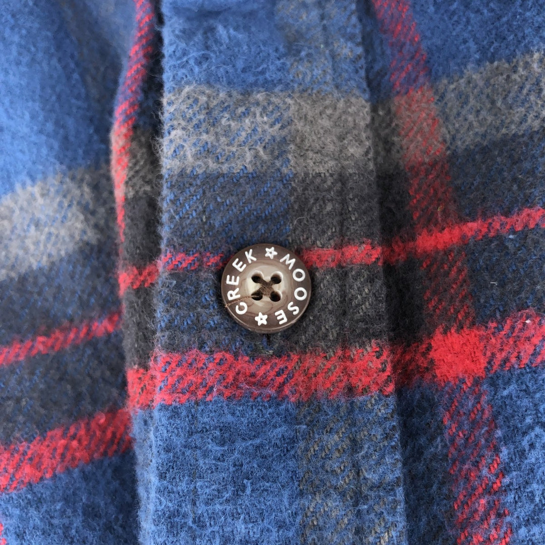 MOOSE CREEK Long Sleeve Flannel Check Shirt, Men's Size M cotton navy blue type Vintage Second Hand