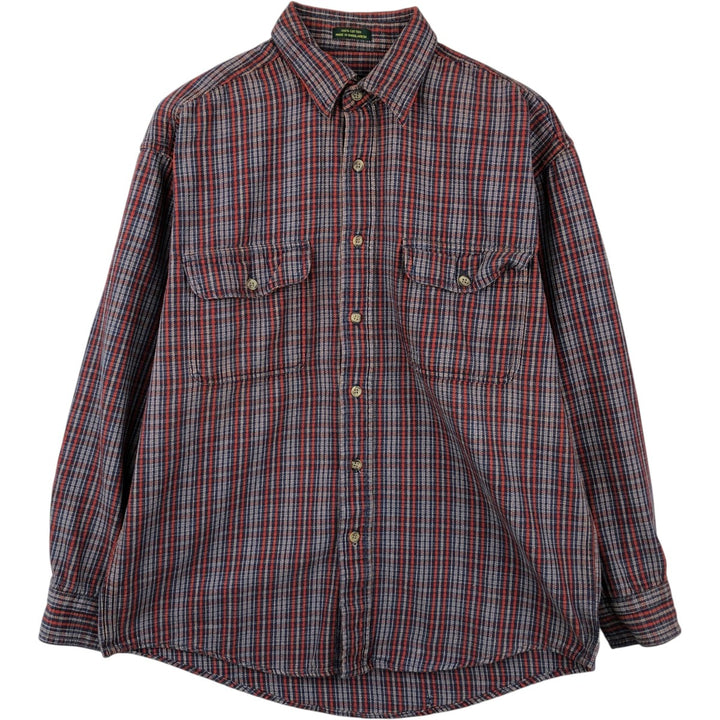 Club Room Long-Sleeve Flannel Check Shirt, Men's Size M (approx.) cotton navy blue type Vintage Second Hand