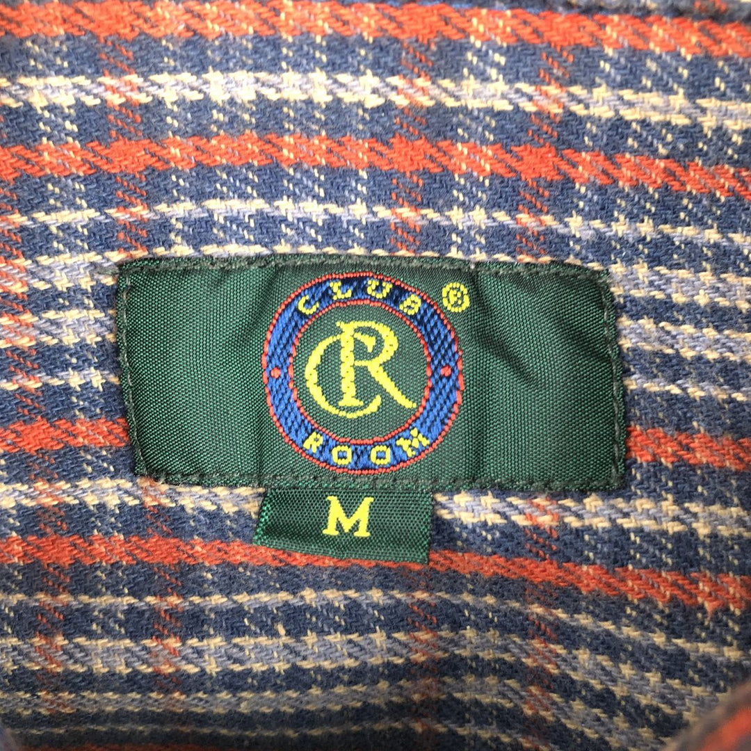 Club Room Long-Sleeve Flannel Check Shirt, Men's Size M (approx.) cotton navy blue type Vintage Second Hand