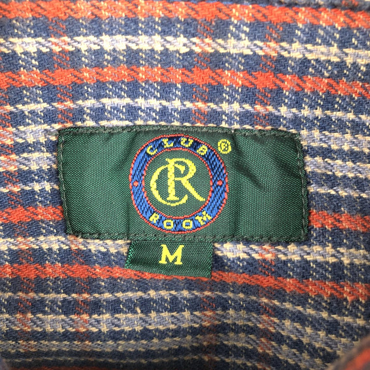 Club Room Long-Sleeve Flannel Check Shirt, Men's Size M (approx.) cotton navy blue type Vintage Second Hand