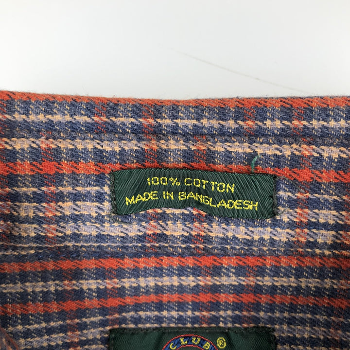 Club Room Long-Sleeve Flannel Check Shirt, Men's Size M (approx.) cotton navy blue type Vintage Second Hand