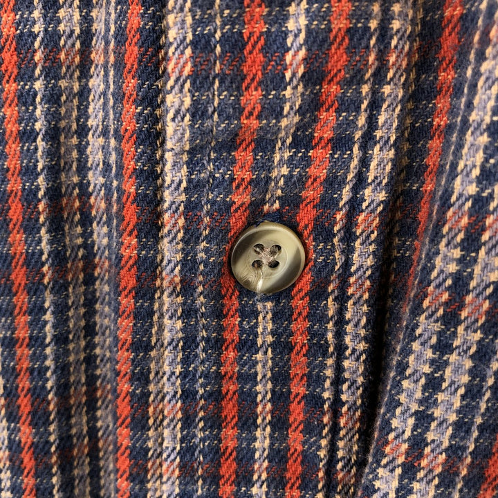 Club Room Long-Sleeve Flannel Check Shirt, Men's Size M (approx.) cotton navy blue type Vintage Second Hand