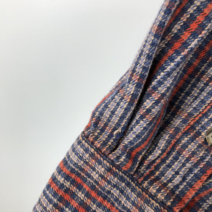 Club Room Long-Sleeve Flannel Check Shirt, Men's Size M (approx.) cotton navy blue type Vintage Second Hand