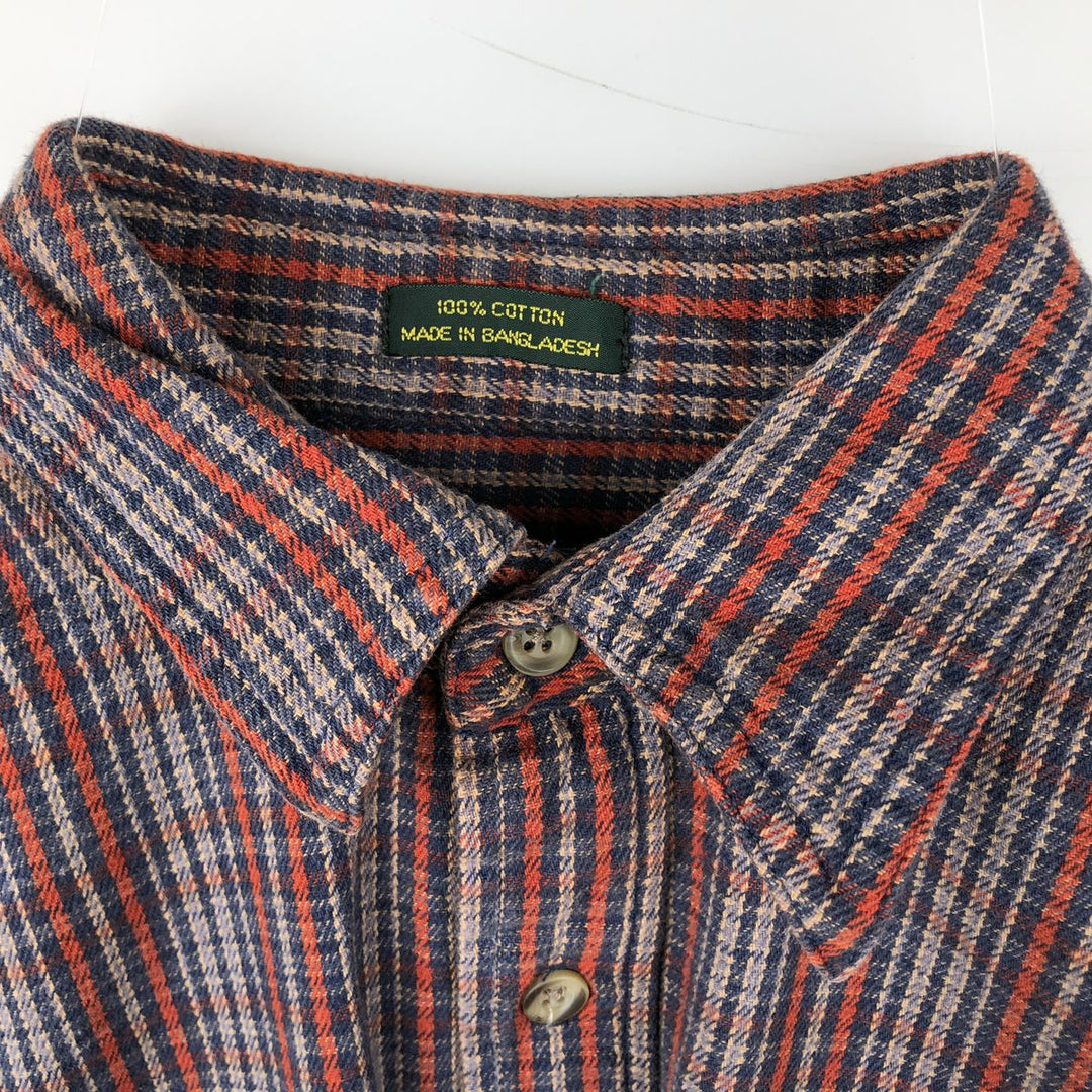 Club Room Long-Sleeve Flannel Check Shirt, Men's Size M (approx.) cotton navy blue type Vintage Second Hand