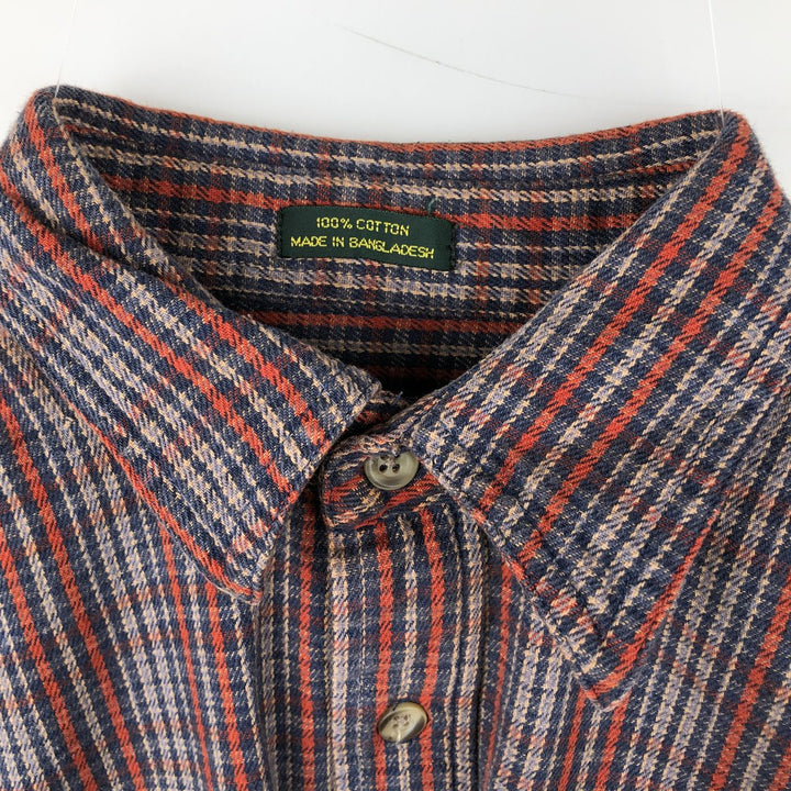 Club Room Long-Sleeve Flannel Check Shirt, Men's Size M (approx.) cotton navy blue type Vintage Second Hand