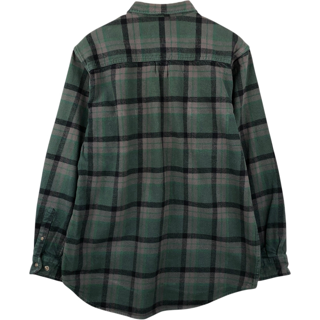 FIELD&STREAM Long-Sleeve Heavy Flannel Check Shirt, Men's Size XL (approx.) cotton green type Vintage Second Hand