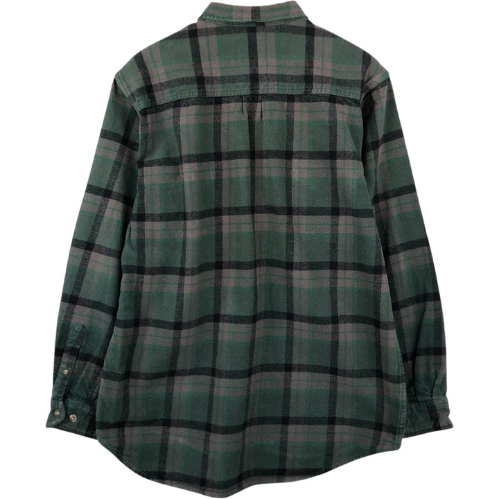 FIELD&STREAM Long-Sleeve Heavy Flannel Check Shirt, Men's Size XL (approx.) cotton green type Vintage Second Hand
